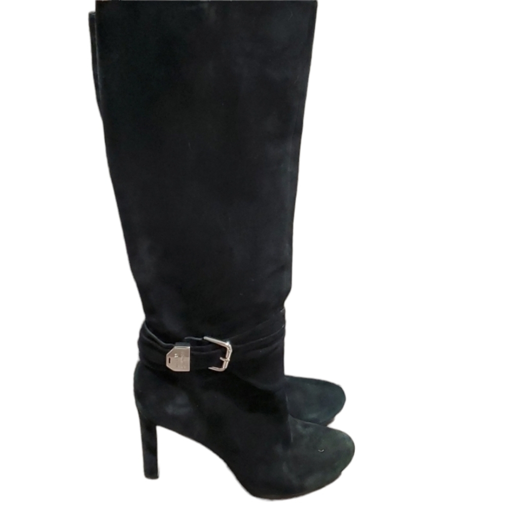 Antonio Melani leather tall heels boots shoes sz 7.5M pull on
